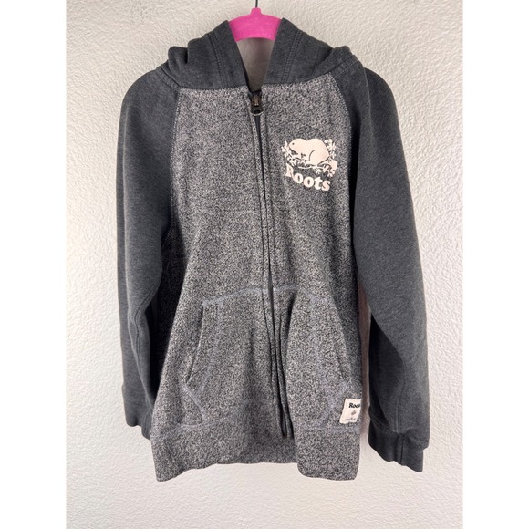 Roots Kids Full Zip Hoodie Sweatshirt Gray Bear Logo Toddler 5 6 - Picture 1 of 9